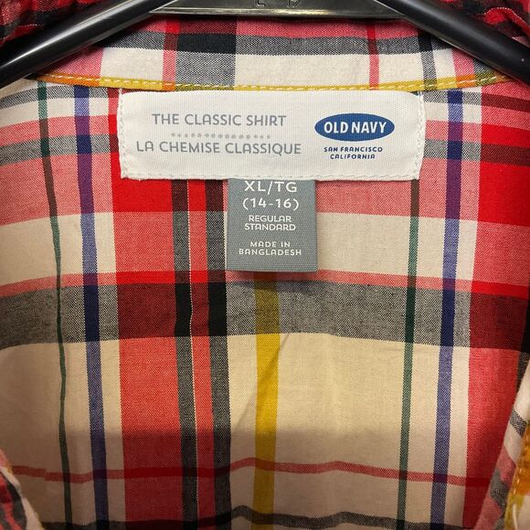 Old Navy The‎ Classic Shirt Plaid Boys Size XL 14-16 - Picture 3 of 8